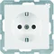 Q.1 Gniazdo SCHUKO kompletne z przesłonami styków białe aksamitne