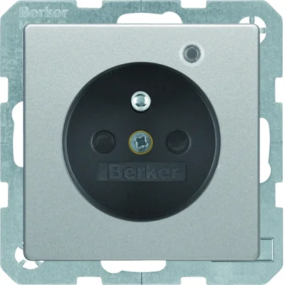 Q.1 Presa con messa a terra e controllo LED con protezione maggiorata contatti, alluminio laccato velluto