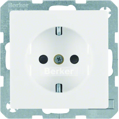 Q.1 Prise SCHUKO complète avec couvre-contacts en velours blanc