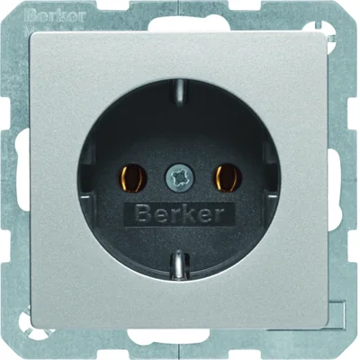 Q.1 SCHUKO socket, complete aluminium, velvet lacquered