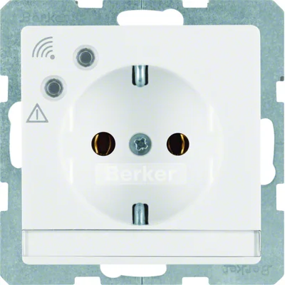 Q.1 SCHUKO socket outlet with overvoltage protection and snow-white velvet description field
