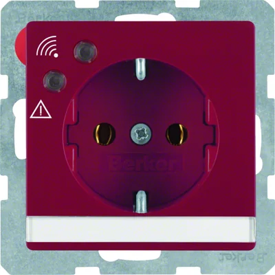 Q.1 SCHUKO socket with overvoltage protection and red description field