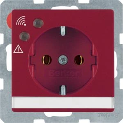 Q.1 SCHUKO socket with overvoltage protection and red description field