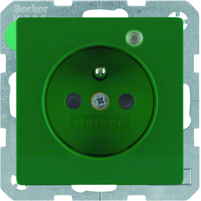 Q.1 Socket with grounding and control LED with increased protection of contacts green velvet