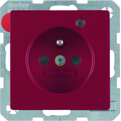 Q.1 Socket with grounding and control LED with increased protection of contacts red velvet