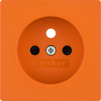 Q.1/Q.3 Faceplate with contact shutters for grounded socket for special circuits orange