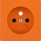 Q.1/Q.3 Faceplate with contact shutters for grounded socket for special circuits orange