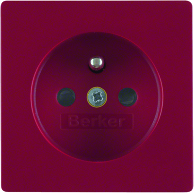 Q.1/Q.3 Faceplate with Shutters for Earthed Socket, for Special Circuits, Red, Velvet