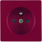 Q.1/Q.3 Faceplate with Shutters for Earthed Socket, for Special Circuits, Red, Velvet