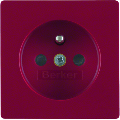 Q.1/Q.3 Faceplate with Shutters for Earthed Socket, for Special Circuits, Red, Velvet