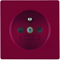 Q.1/Q.3 Faceplate with Shutters for Earthed Socket, for Special Circuits, Red, Velvet