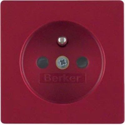 Q.1/Q.3 Faceplate with Shutters for Earthed Socket, for Special Circuits, Red, Velvet