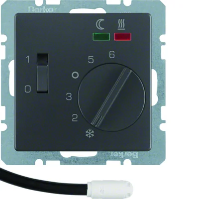 Q.1/Q.3 Floor temperature controller with NO contact, anthracite
