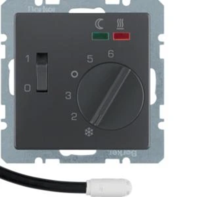 Q.1/Q.3 Floor temperature controller with NO contact, anthracite