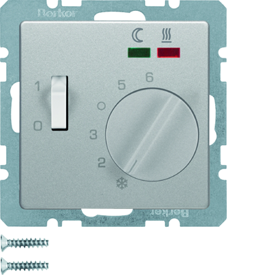 Q.1/Q.3 Floor temperature controller with NO contact central element connector and 2 LEDs aluminum