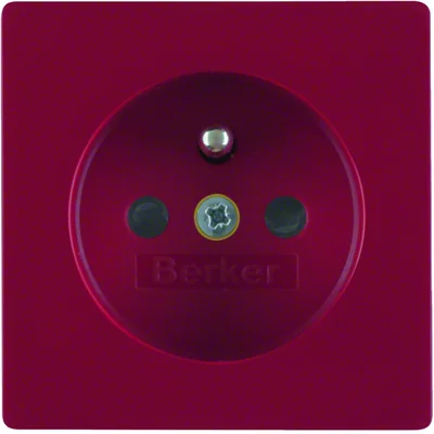 Q.1/Q.3 Frontale con copricontatti per presa con terra, per circuiti speciali, rosso, velluto