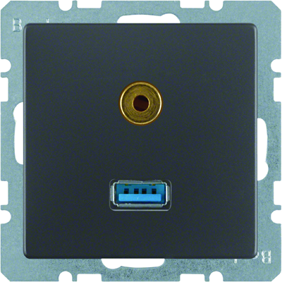 Q.1/Q.3 Gniazdo USB/3,5mm jack antracytowe