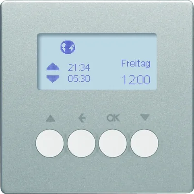 Q.1/Q.3 Interruttore orario per tende con display per controllori per tende Berker.Net, velluto in alluminio, verniciato