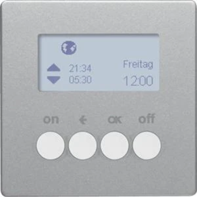 Q.1/Q.3 KNX RF quicklink time switch for Berker.Net blind controllers and power supply mechanisms, aluminum velvet, varnished