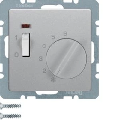 Q.1/Q.3 Raumtemperaturregler 24 V mit Schließer-Zentralelement und Stecker und LED Aluminium