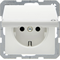 Q.1/Q.3 SCHUKO socket with a cover and a description field snow-white velvet