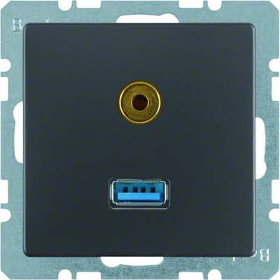 Q.1/Q.3 USB zásuvka/3,5mm jack antracit