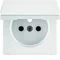 Q.1/Q.3/Q.7 Лицьова панель для розетки з заземленням, кришкою та шторками, біла оксамит