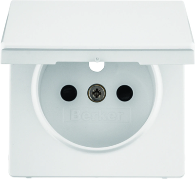 Q.1/Q.3/Q.7 Socket faceplate with grounding cover with contact shutter white velvet