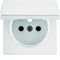 Q.1/Q.3/Q.7 Socket faceplate with grounding cover with contact shutter white velvet