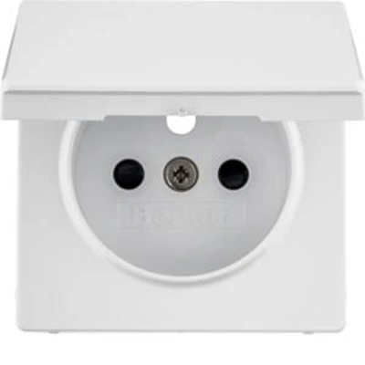 Q.1/Q.3/Q.7 Socket faceplate with grounding cover with contact shutter white velvet