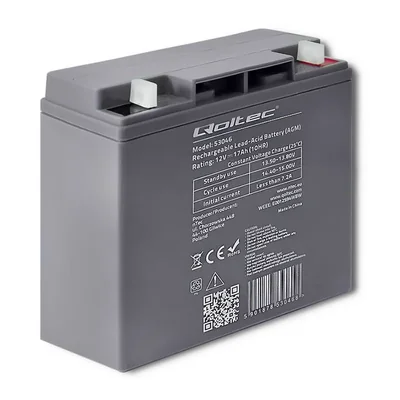 Qoltec AGM-Batterie | 12 V | 17 Ah | Wartungsfrei | Effizient | Langlebig | Für USV, Roller