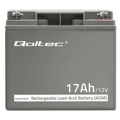Qoltec AGM-Batterie | 12 V | 17 Ah | Wartungsfrei | Effizient | Langlebig | Für USV, Roller