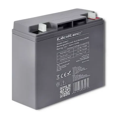 Qoltec AGM-Batterie | 12 V | 18 Ah | Wartungsfrei | Effizient | Langlebig | Für USV, Roller