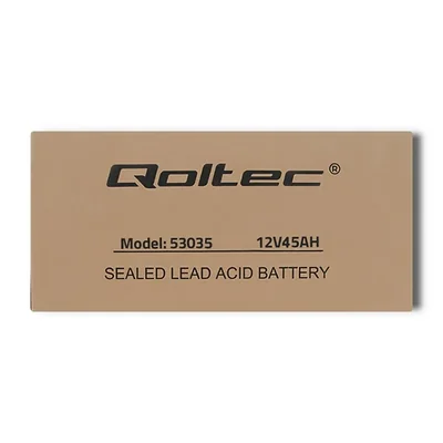 Qoltec AGM-Batterie | 12 V | 45 Ah | Wartungsfrei | Leistungsstark | Langlebig | Für USV, Wohnmobil, Boot, Heizung