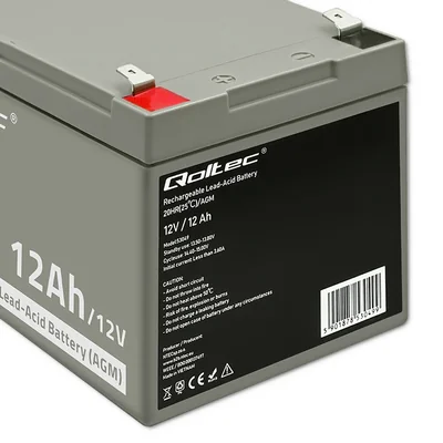 Qoltec AGM Battery | 12V | 12Ah | Maintenance-free | Efficient | LongLife | for UPS, security