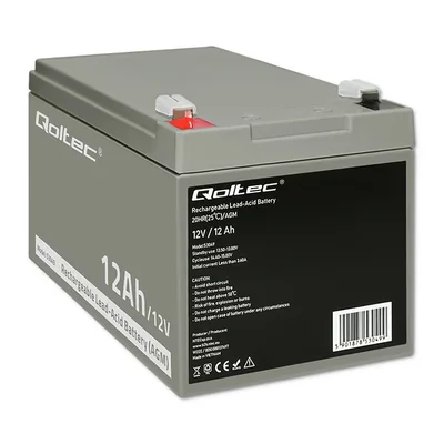Qoltec AGM Battery | 12V | 12Ah | Maintenance-free | Efficient | LongLife | for UPS, security