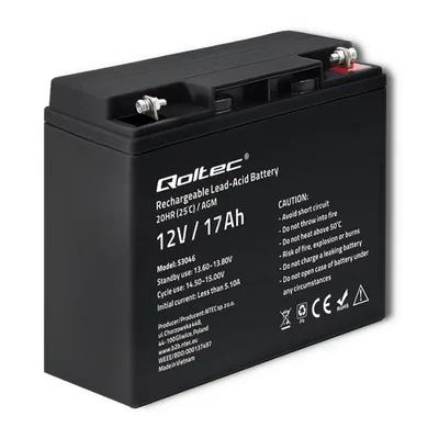Qoltec AGM Battery | 12V | 17Ah | Maintenance-free | Efficient | LongLife | for UPS, scooter
