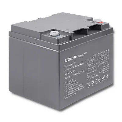 Qoltec AGM Battery | 12V | 45Ah | Maintenance-free | Powerful | LongLife | for UPS, camper, boat, furnace