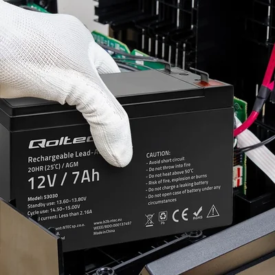 Qoltec AGM Battery | 12V | 7Ah | Maintenance-free | Efficient | LongLife | for UPS, security