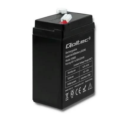 Qoltec AGM Battery | 6V | 4.5Ah | Maintenance-free | Efficient | LongLife | for UPS, scales, cash registers