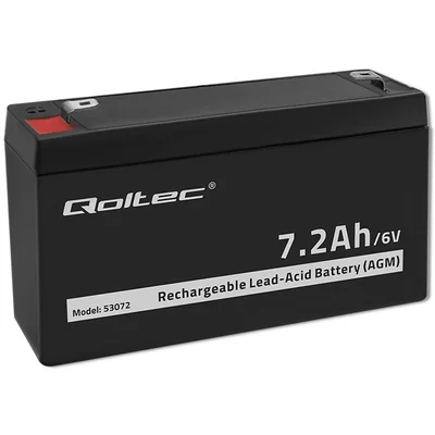 Qoltec AGM Battery | 6V | 7.2Ah | Maintenance-free | Efficient | LongLife | for toys, vehicles