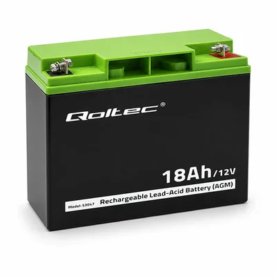 Qoltec Akumulator AGM | 12V | 18Ah | Bezobsługowy | Wydajny | LongLife | do UPS, skutera