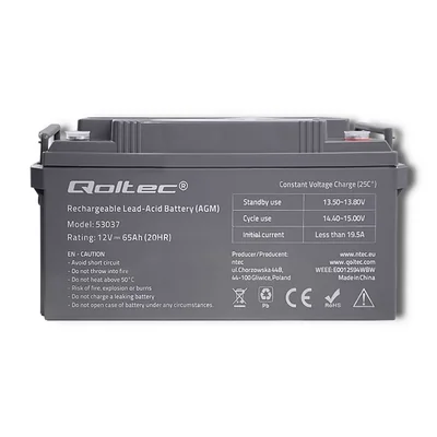 Qoltec Akumulator AGM  | 12V | 65Ah  | max 780A
