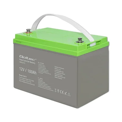 Qoltec Deep Cycle Gel Battery | 12V | 100Ah | 30.5kg | Maintenance-free | Professional | LongLife | PV, UPS, camper