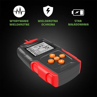Qoltec Digitaler Batterietester mit LCD-Anzeige | 12 V | 24 V | 3 Ah–200 Ah