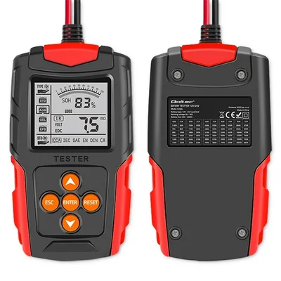 Qoltec Digitaler Batterietester mit LCD-Anzeige | 12 V | 24 V | 3 Ah–200 Ah