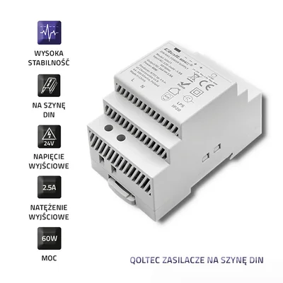 Qoltec DIN-Schienen-Netzteil | 60 W | 24 V | 2,5 A | Grau