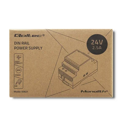 Qoltec DIN-Schienen-Netzteil | 60 W | 24 V | 2,5 A | Grau