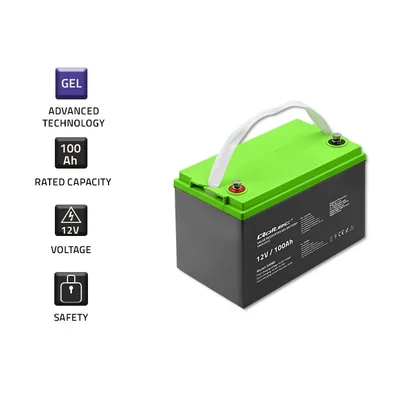 Qoltec GEL Battery | 12V | 100Ah | 29.3kg | Maintenance-free | Professional | LongLife | PV, UPS, camper, boat