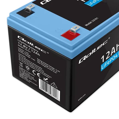 Qoltec LiFePO4 Lithium-Eisenphosphat-Akku | 12,8 V | 12 Ah | 153,6 Wh | BMS